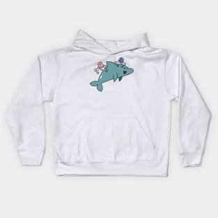 Dolphin with Jellyfish Friends Kids Hoodie